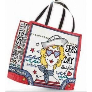 Brighton Tom Clancy‎ SEAS THE DAY Canvas Beach  Vacation Shopping Tote Bag NEW
